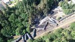 An overhead shot of the wreckage from an oil train derailment and fire in Mosier, Ore., on June 4, 2016, the morning after the crash.