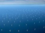 This aerial photograph taken on June 16, 2022, shows a wind turbine farm in the Baltic Sea, northeast of Rugen Island in Germany.