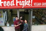 Chad Miller and Emiko Badillo presenting their new grocery store, Food Fight, in 2003.