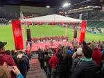 Three days after the Portland Thorns won their third NWSL title, a crowd gathered at Providence Park to celebrate the team Tuesday, Nov. 1, 2022.