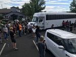 Bend residents gathered on Aug. 12, 2020 to stop Immigration and Customs Enforcement officers from detaining two men.