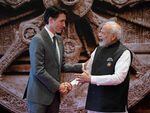 Canada's Prime Minister Justin Trudeau, left, shakes hands with India's Prime Minister Narendra Modi ahead of the G20 Leaders' Summit in New Delhi on Sept. 9, 2023.