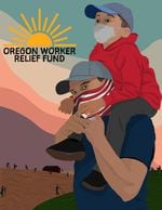 Illustrations released by the Oregon Worker Relief fund depict workers and families affected by the novel coronavirus pandemic.