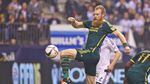 Portland Timbers defender Nat Borchers  takes a shot during the second half at BC Place. 