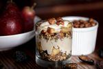 Eatin' Alive's recipe for gluten-free, raw Hazelnut Pear Parfaits With Cardamom Cream can be prepared as single servings or a cobbler-type dish to be sliced. Substituting coconut ingredients for honey makes it vegan.