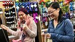 During an advance Rose City Yarn Crawl event on Feb. 5, 2018, at Twisted yarn shop in Northeast Portland, Marilyn Hynes, right, works on her mystery crochet project, designed by her Seattle friend Noriko Ho, left. Hynes is following one of four “clues,” each a quarter of the pattern downloaded from the website Ravelry.com.