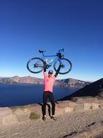 Lealand Gilmore of Portland discovered the Crater Lake bike from the Travel Oregon Seven Bikes for Seven Wonders campaign on the Rim Route Saturday.