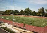 The view out of an upstairs room at Roosevelt High onto the school's track and football field.