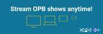 A graphic illustration of a TV, laptop, tablet and cell phone. You can stream OPB shows anytime.