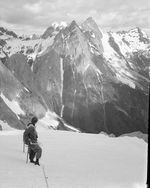 An image of a mountain climber found in the box of negatives Jodi Zybul won at an auction.