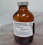 This photo provided by the U.S. Department of Justice shows a vial of pentobarbital used in the executions of two inmates in July 2020, according to court filings. The photo was filed in U.S. District Court in Washington on Aug. 13, 2020, as part of litigation over the use of pentobarbital in executions. The government redacted part of the information on the vial, after arguing it didn't want to disclose the supplier of the drug. Executioners who put 13 inmates to death in the last months of the Trump administration likened the process of dying by lethal injection to falling asleep, called gurneys “beds” and final breaths “snores.” But those tranquil accounts are at odds with AP and other media-witness reports of how prisoners’ stomachs rolled, shook and shuddered as the pentobarbital took effect inside the U.S. penitentiary death chamber in Terre Haute, Indiana.