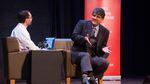 Sherman Alexie speaks with OPB "Think Out Loud" Host Dave Miller at Wordstock at Arlene Schnitzer Concert Hall in Portland, Oregon, Saturday, Nov. 5, 2016.