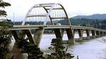 The Alsea Bay Bridge connecting Waldport, Oregon, to Bayshore.