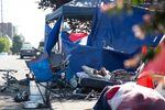 Columbia River Mental Health Services will going directly to the homeless community to provide healthcare and mental health services. File photo of a person sleeping outside a tent at one of the most populated homeless camps near downtown Vancouver.