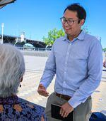 Metro Councilor Duncan Hwang, attending a rally, July 14, 2022. Hwang is with the Asian Pacific American Network of Oregon.