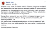 A 2018 Facebook post by Garrick Fernbaugh after explosive devices were sent to CNN and Democratic politicians by a Florida man. Fernbaugh, a retired Navy SEAL and former CIA contractor, was seen leaving the Laurelhurst park carrying a ballistic helmet and night vision goggles after someone threw a makeshift explosive at protesters.