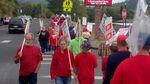 Teachers, parents and students protested in Kelso, Wash. on Monday outside Kelso High School.