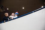 Young fans take in races at the One Motorcycle Show at Veterans Memorial Coliseum in Portland, Ore.