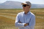 Oregon Water Resources Department Director Tom Byler tours a Harney County hay field on Aug. 27, 2021.