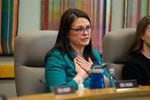 Sen. Sara Gelser, D-Corvallis speaks during a hearing during which Child Welfare officials were questioned over foster kids being sent out-of-state, abuse at the facilities and more. 