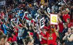 Las Vegas Aces fans cheer as the team leads the Connecticut Sun during the second half in Game 1 of a WNBA basketball final playoff series Sunday, Sept. 11, 2022, in Las Vegas. The Aces ended up winning the league championship in only their 5th season after moving to Las Vegas.