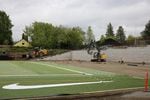 Construction workers have rotated the track and field at Franklin High by 90 degrees. 