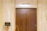 FILE: The entrance to the Senate chambers at the Oregon State Capitol, May 2021. Senate Bill 1521 would make it so that school boards could terminate superintendents without cause “only if certain conditions are met.”