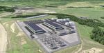 Artist's rendering of the hydrogen production plant proposed in Centralia, Washington, by Australia-based Fortescue Future Industries. The soon-to-close Centralia coal power plant can be seen at left rear.