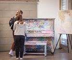 A pastel impressionistic piano designed by Maja Dlugolecki for Piano. Push. Play.