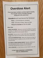 A flier, posted by an anonymous source, recommending people test their heroin for fentanyl. 