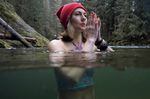 Ivana Maclay cold dips in the Salmon River during winter. She finds the practice gives her renewed energy and elevated mood and helps her face the challenges of life. February 2022. screen grab from video.