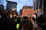 A crowd of demonstrators gathered at Pioneer Courthouse Square on Jan. 20, 2017, and began marching through downtown Portland in protest of the inauguration of President Donald Trump.
