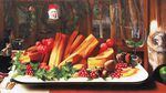 Image generated by Stable Diffusion AI using prompt "douglas fir, chopped in pieces, served on a dinner plate, christmas, oil painting, by Jan van Eyck"