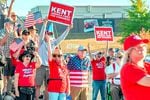 Supporters of Joe Kent at a rally at the Clark County Fairgrounds on Sept. 6, 2021. Kent is running for the District 3 congressional seat in Washington state.