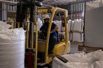 Sacks of lithium carbonate are moved in the shipping warehouse at Silver Peak lithium mine in Silver Peak, Nev. on Oct. 6, 2022.