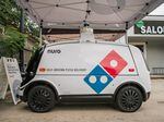 A Domino's Pizza autonomous delivery vehicle is shown on July 22 in Houston, Texas.  Companies from all walks of life, from food delivery restaurants to trucking, are considering driverless technology.