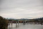 The Interstate 205 Abernethy Bridge is visible from the Oregon City Arch Bridge over the Willamette River on Sunday, Dec. 16, 2018.