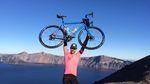 Lealand Gilmore of Portland discovered the Crater Lake bike from the Travel Oregon Seven Bikes for Seven Wonders campaign on the Rim Route Saturday.