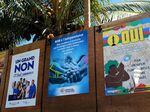 Billboards with campaign posters from different political groups for or against New Caledonia's independence from France are visible during the referendum in Noumea on November 4, 2018.
