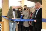 The ribbon is cut during the grand opening of The ARCHES Inn, Salem's newest emergency shelter. 
From left: Andrew Marshall, MWVCAA Program Manager, Sen. Peter Courtney, Oregon Gov. Kate Brown, MWVCAA Program Director Ashley Hamilton, Sen. Deb Patterson, MWVCAA Executive Director Jimmy Jones.