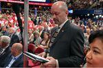 Bill Currier, chairman of the Oregon Republican Party, prepares to announce Oregon's votes during the roll call at the Republican National Convention in Cleveland on July 19, 2016.