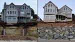 Before and after pictures of a house that's recently been rip-rapped at Gleneden Beach.