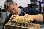 Christopher Marley works on a frozen isopod at his Oregon studio.
