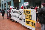 Supporters for Quanice Hayes protested in downtown Portland, Wednesday, March 29, 2017.