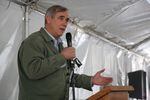 Sen. Jeff Merkley speaks to the crowd at a ribbon cutting for Three Sisters and Tumalo Irrigation Districts on March 19, 2019. 