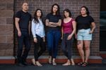 Members from the artist and activist collective Central Oregon Black, Indigenous, and People of Color or COBIPOC: (Left to right) Dan Ling, Jocelyn Otani, Bear Patton, Taemi Izumi and Megan McLane.