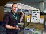 Librarian Brendan Lax manages the collection of "things" at the Hillsboro Public Library. He also is becoming quite the YouTube star and makes videos to promote it.