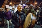 A third night of protests took place in Portland on Nov. 10, 2016, as crowds demonstrated against the election of Donald Trump as well as other issues.