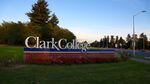 A sign marks the Clark College campus in Vancouver, Washington.