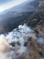 The Mosier Creek Fire burns in the Columbia River Gorge near Mosier, Ore., Thursday, Aug. 13, 2020.